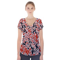 Splatter Abstract Texture Short Sleeve Front Detail Top by dflcprints