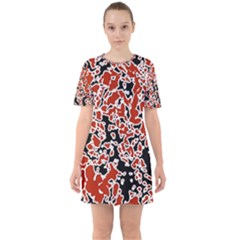 Splatter Abstract Texture Sixties Short Sleeve Mini Dress