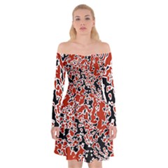 Splatter Abstract Texture Off Shoulder Skater Dress by dflcprints