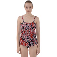 Splatter Abstract Texture Twist Front Tankini Set by dflcprints