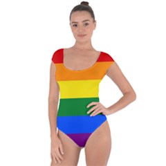 Pride Flag Short Sleeve Leotard  by Valentinaart