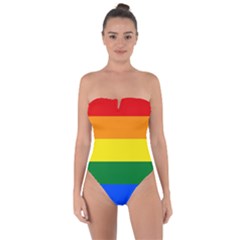 Pride Flag Tie Back One Piece Swimsuit