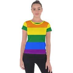 Pride Flag Short Sleeve Sports Top  by Valentinaart