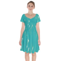 Background Green Abstract Short Sleeve Bardot Dress