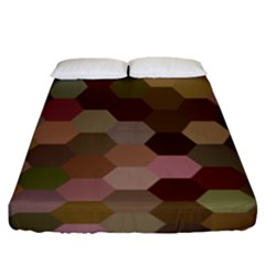 Brown Background Layout Polygon Fitted Sheet (king Size) by Nexatart