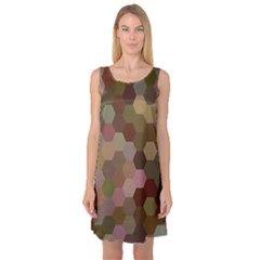 Brown Background Layout Polygon Sleeveless Satin Nightdress by Nexatart