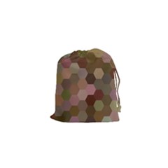 Brown Background Layout Polygon Drawstring Pouches (xs)  by Nexatart