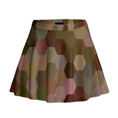 Brown Background Layout Polygon Mini Flare Skirt by Nexatart