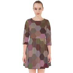 Brown Background Layout Polygon Smock Dress