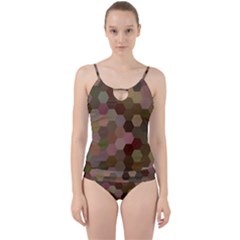 Brown Background Layout Polygon Cut Out Top Tankini Set by Nexatart