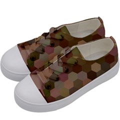 Brown Background Layout Polygon Kids  Low Top Canvas Sneakers by Nexatart