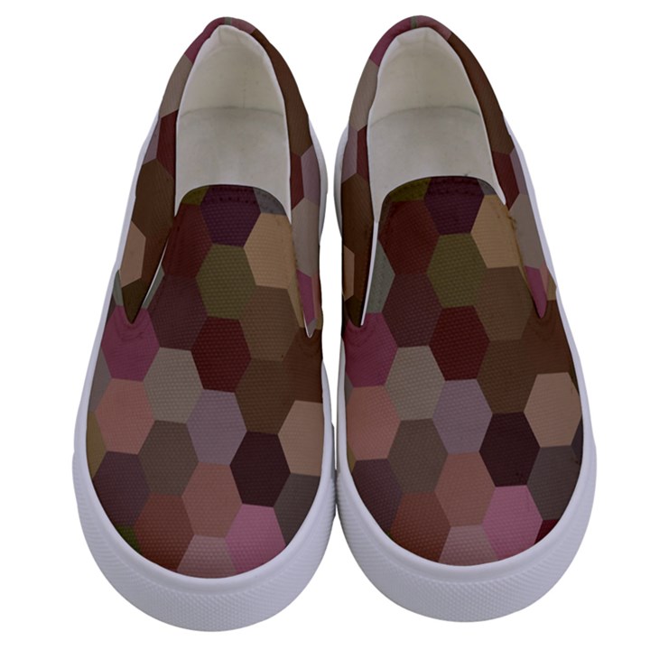 Brown Background Layout Polygon Kids  Canvas Slip Ons