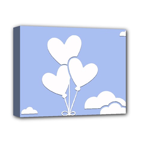 Clouds Sky Air Balloons Heart Blue Deluxe Canvas 14  X 11  by Nexatart