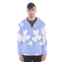 Clouds Sky Air Balloons Heart Blue Hooded Wind Breaker (men) by Nexatart