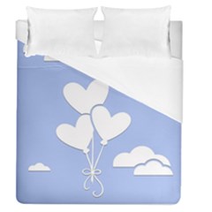 Clouds Sky Air Balloons Heart Blue Duvet Cover (queen Size) by Nexatart