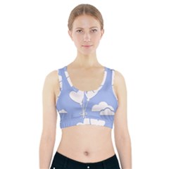 Clouds Sky Air Balloons Heart Blue Sports Bra With Pocket by Nexatart