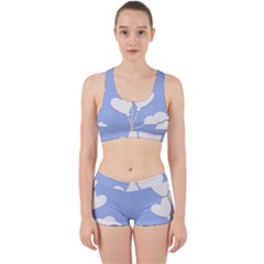 Clouds Sky Air Balloons Heart Blue Work It Out Sports Bra Set by Nexatart