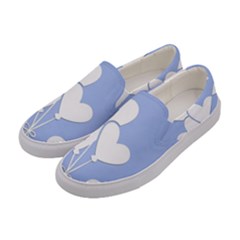 Clouds Sky Air Balloons Heart Blue Women s Canvas Slip Ons by Nexatart