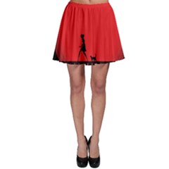 Girl Cat Scary Red Animal Pet Skater Skirt by Nexatart