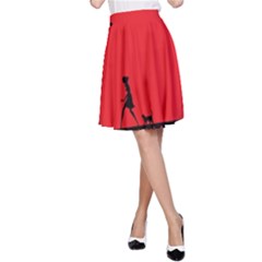 Girl Cat Scary Red Animal Pet A-line Skirt by Nexatart