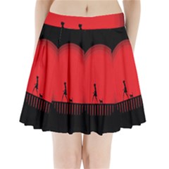 Girl Cat Scary Red Animal Pet Pleated Mini Skirt by Nexatart