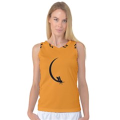 Angle Moon Scene Girl Wings Black Women s Basketball Tank Top by Nexatart