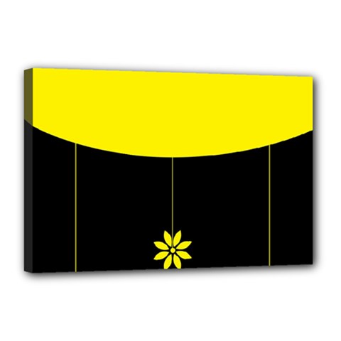 Flower Land Yellow Black Design Canvas 18  X 12  by Nexatart