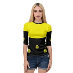 Flower Land Yellow Black Design Quarter Sleeve Raglan Tee