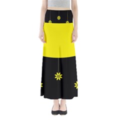 Flower Land Yellow Black Design Full Length Maxi Skirt by Nexatart