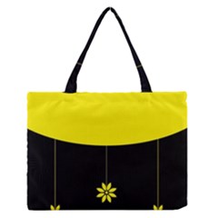 Flower Land Yellow Black Design Zipper Medium Tote Bag by Nexatart