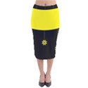 Flower Land Yellow Black Design Velvet Midi Pencil Skirt View1