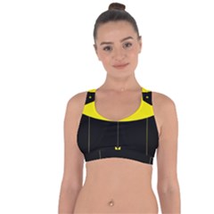 Flower Land Yellow Black Design Cross String Back Sports Bra