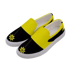 Flower Land Yellow Black Design Women s Canvas Slip Ons