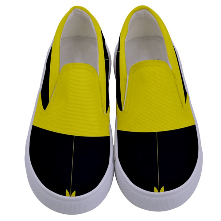 Flower Land Yellow Black Design Kids  Canvas Slip Ons