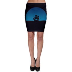 Ship Night Sailing Water Sea Sky Bodycon Skirt by Nexatart