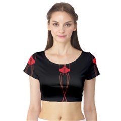 Ship Space Spaceship Short Sleeve Crop Top by Nexatart