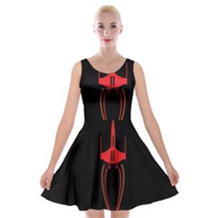 Ship Space Spaceship Velvet Skater Dress by Nexatart