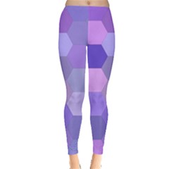 Purple Hexagon Background Cell Leggings  by Nexatart