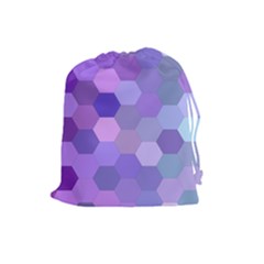 Purple Hexagon Background Cell Drawstring Pouches (large)  by Nexatart