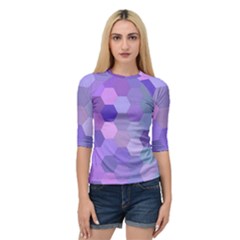 Purple Hexagon Background Cell Quarter Sleeve Raglan Tee