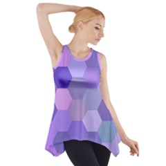 Purple Hexagon Background Cell Side Drop Tank Tunic by Nexatart