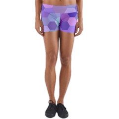 Purple Hexagon Background Cell Yoga Shorts