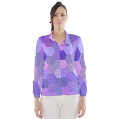 Purple Hexagon Background Cell Wind Breaker (women) by Nexatart