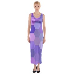 Purple Hexagon Background Cell Fitted Maxi Dress by Nexatart