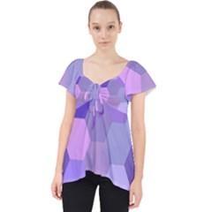 Purple Hexagon Background Cell Lace Front Dolly Top by Nexatart