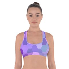 Purple Hexagon Background Cell Cross Back Sports Bra