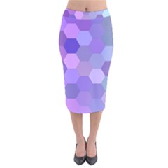 Purple Hexagon Background Cell Velvet Midi Pencil Skirt by Nexatart