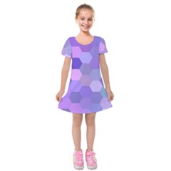 Purple Hexagon Background Cell Kids  Short Sleeve Velvet Dress by Nexatart