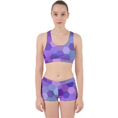 Purple Hexagon Background Cell Work It Out Sports Bra Set