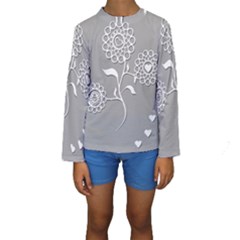 Flower Heart Plant Symbol Love Kids  Long Sleeve Swimwear by Nexatart